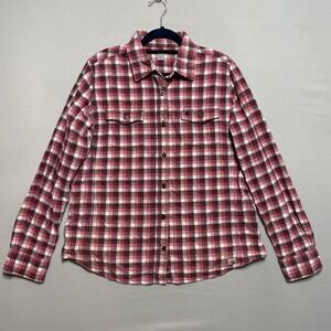 Carhartt Womens Flannel Shirt Size L Pink Plaid Long Sleeve Button Up Outdoor
